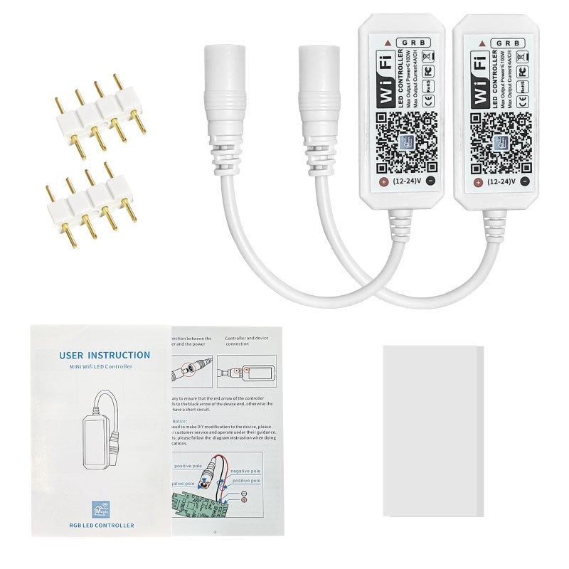 Aubric Smart WiFi LED Controller, RGB Led Strip Lights Wireless Controller, Compatible with Alexa & Google Home & IFTTT, Free Magic Home App via iOS or Android Smartphone (2 Pack) - Image 2